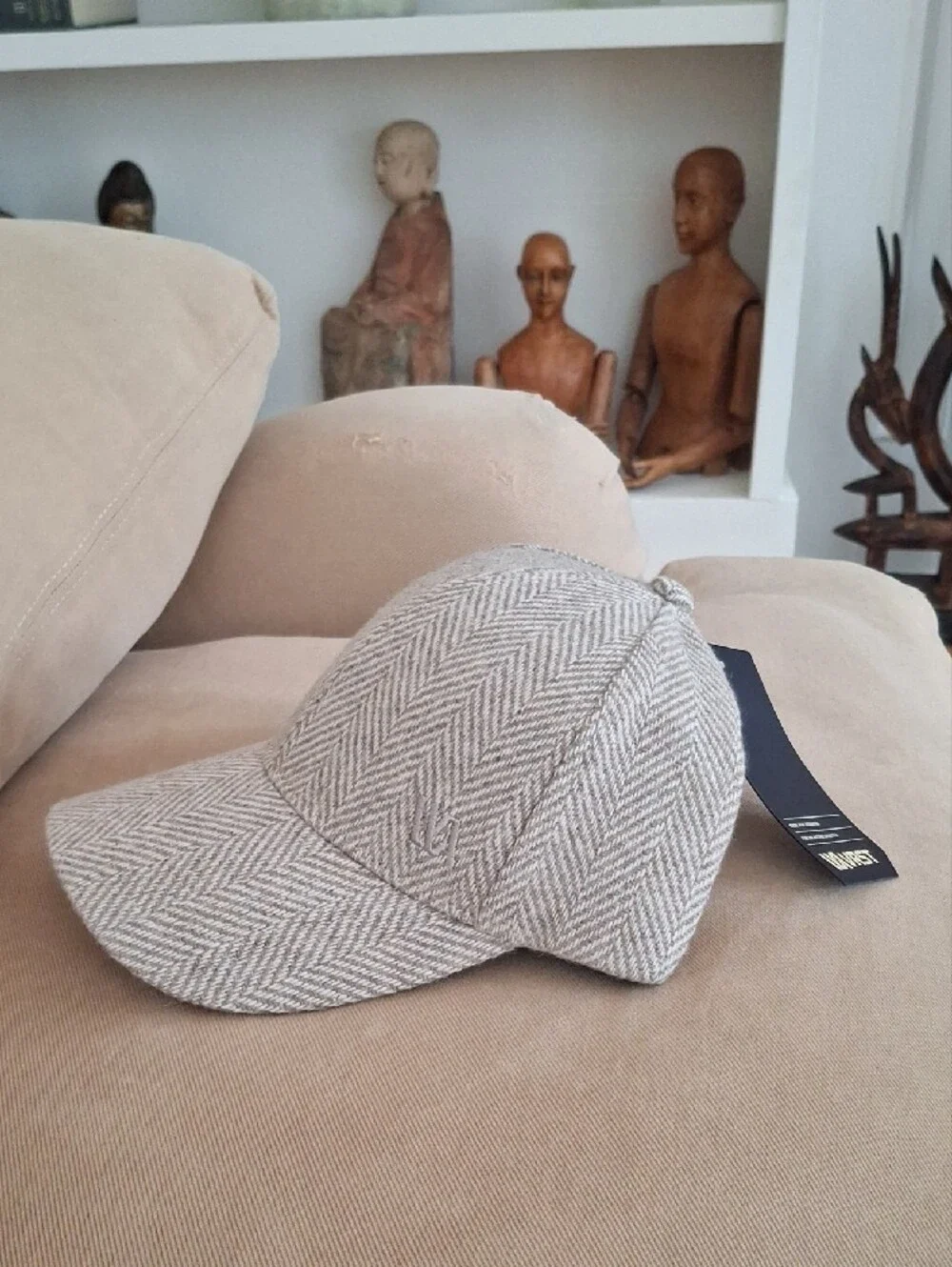 Men's Herringbone Baseball Cap in Light Gray